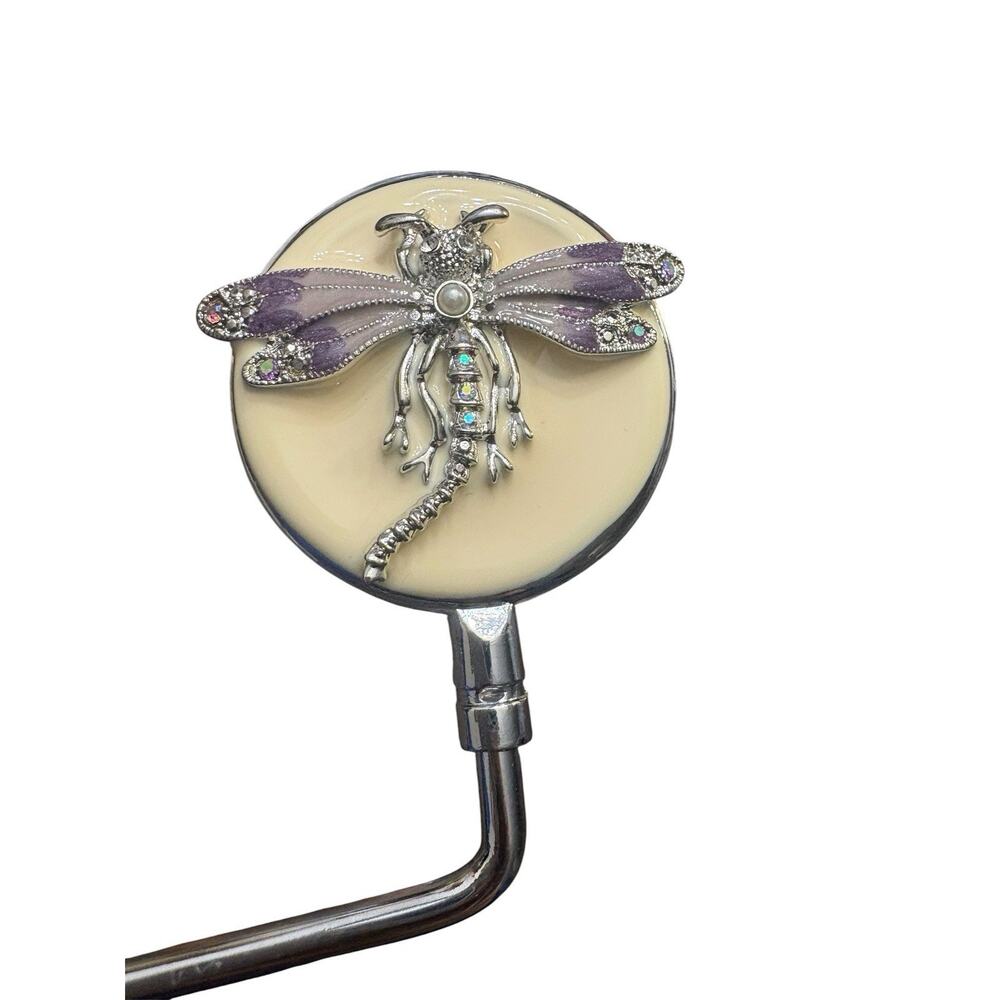 SPRING STREET CRYSTAL DRAGONFLY PURSE HOOK HANDBAG HOLDER NEW